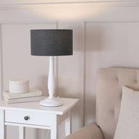 Traditional Candle Stick Table Lamp White Wood Base Fabric Lampshade LED Bulb