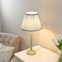 Sage Green Bobbin Table Lamp Pleated Shade Bedroom Living Room Light LED Bulb
