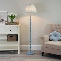 ValueLights | Powder Blue Bobbin Stem Standing Floor Lamp with Blue Pleated Shade | Floor Lamps & Torchieres, Home Décor & Improvement Essential | Includes Bulb