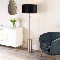 ValueLights | Brushed Chrome Single Stem Rotary Dimmer Switch Floor Lamp with Black Velvet Shade | Floor Lamps & Torchieres, Home Décor & Improvement Essential | Includes Bulb