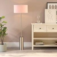 ValueLights | Brushed Chrome Single Stem Rotary Dimmer Switch Floor Lamp with Blush Pink Drum Shade | Floor Lamps & Torchieres, Home Décor & Improvement Essential | Includes Bulb
