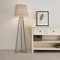 ValueLights | Grey Wood Tripod Floor Lamp with Grey Tapered Fabric Lampshade Living Room Light | Floor Lamps, Home Décor & Improvement Essential | Included LED Bulb