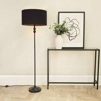 ValueLights Maggie Black Metal Candlestick Floor Lamp with Fabric Lamp Shade & LED Bulb