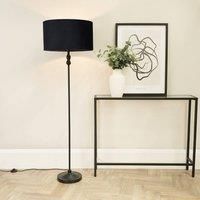 ValueLights | Black Metal Candlestick Floor Lamp with Black Velvet Shade Living Room Light | Floor Lamps, Home Décor & Improvement Essential | Included LED Bulb