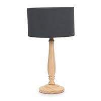 ValueLights | Traditional Light Wood Candlestick Table Lamp with Charcoal Fabric Drum Shade for Living Room Bedroom | Table Lamps, Home Décor & Improvement Essential | Included LED Bulb