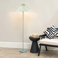 ValueLights | Blue Metal Single Stem Standing Floor Lamp with Pleated Lampshade | Floor Lamps & Torchieres, Home Décor & Improvement Essential | Includes Bulb