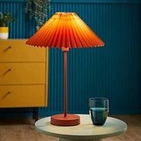 ValueLights | Burnt Orange Metal Single Stem Table Lamp with Pleated Lampshade | Home Décor, Bedside & Desk Lamp | Includes Bulb