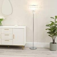 Chrome Single Stem Floor Lamp Free Standing Clear Acrylic Jewel Droplet Shade