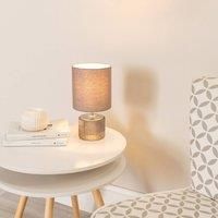 ValueLights | Smoked Glass Base Table Lamp with Grey Fabric Drum Lampshade Living Room Bedside Light | Table Lamps, Home Décor & Improvement Essential | Included LED Bulb