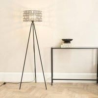 ValueLights | Black Tripod Floor Lamp with Clear Acrylic Jewel Drum Lampshade Living Room Light | Floor Lamps, Home Décor & Improvement Essential | Included LED Bulb