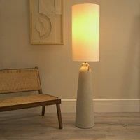 Natural Ceramic Midi Floor Lamp Base Fabric Lampshade Living Room Lounge Light