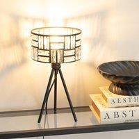 ValueLights | Pair of - Black Tripod Table Lamp with Clear Acrylic Jewel Drum Lampshade Living Room Bedside Light - LED Bulbs Included | Table Lamps & Home Improvements Essential