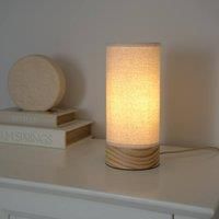 2 x Cylinder Table Lamps Bamboo / Fabric Lampshades Living Room Lights LED Bulbs