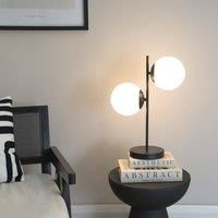 ValueLights | Black 2 Way Table Lamp with Opal White Frosted Glass Globe Shades for Living Room Bedside Light | Table Lamps, Home Décor & Improvement Essential | Included LED Bulb