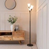 ValueLights | Traditional Black 3 Arm Floor Lamp with White Frosted Glass Shades | Floor Lamps & Torchieres, Home Décor & Improvement Essential | Includes Bulb