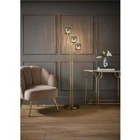 ValueLights | Gold 3 Arm Free Standing Floor Lamp with Smoked Ribbed Glass Shades | Floor Lamps & Torchieres, Home Décor & Improvement Essential | Includes Bulb