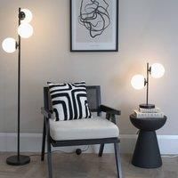 ValueLights | Black 3 Way Floor Lamp with Opal White Frosted Glass Globe Shades for Living Room | Floor Lamps, Home Décor & Improvement Essential | Included LED Bulb