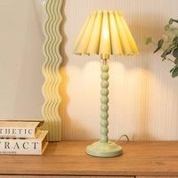 ValueLights Bobbins Sage Green Table Lamp with Scallop Tapered Lamp Shade in Pale Green
