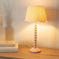 Pastel Bobbin Table Lamp Lined Scallop Trim Lampshade Bedroom Living Room Light