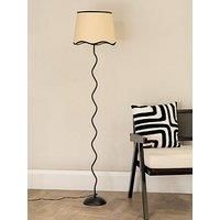 ValueLights | Black Metal Wavy Stem Floor Lamp with Black Trim Scallop Shade Living Room Lounge Light | Floor Lamps, Home Décor & Improvement Essential