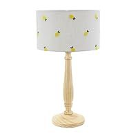 ValueLights | Natural Wood Candlestick Table Lamp with Lemon Embroidered Drum Shade Living Room Bedroom Light | Table Lamps, Home Décor & Improvement Essential | Included LED Bulb