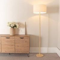 ValueLights | Tripod Light Wood Floor Lamp with White Trim Drum Shade Living Room Lounge Light | Floor Lamps, Home Décor & Improvement Essential | Included LED Bulb