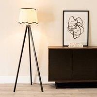 ValueLights | Black Wood Tripod Floor Lamp with Black Trim Scallop Shade Living Room Lounge Light | Floor Lamps, Home Décor & Improvement Essential | Included LED Bulb