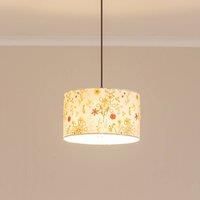 Embroidered Floral Lampshade Easy Fit Flower Drum Pendant Light Shade LED Bulb