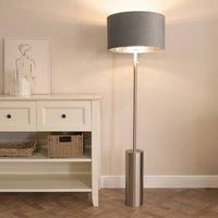 ValueLights | Lexy Chrome Dimmable Floor Lamp with Grey Velvet & Chrome Inner Shade | Floor Lamps, Home Décor & Improvement Essential
