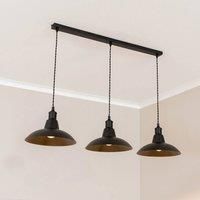 ValueLights Civic Black Metro Dome 3 Drop Bar Black Diner Ceiling Pendant Light