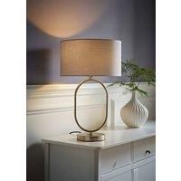 ValueLights | Antonia Grey Fabric Drum Lamp Shade Brushed Chrome Oval Table Lamp | Table Lamps, Home Décor & Improvement Essential