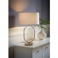 ValueLights | Antonia White Fabric Drum Lamp Shade Brushed Chrome Oval Table Lamp | Table Lamps, Home Décor & Improvement Essential