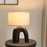 ValueLights | Lia White Fabric Drum Lamp Shade Black Arch Abstract Ceramic Table Lamp | Table Lamps, Home Décor & Improvement Essential