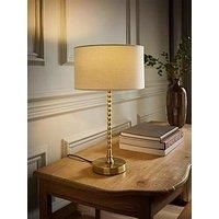 Maeve Brushed Gold Bobble Stem Table Lamp Fabric Drum Shade Living Room Light