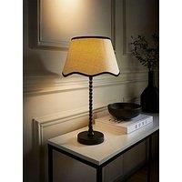 Maeve Black Bobble Table Lamp Scalloped Lampshade Bedroom Living Room Light LED