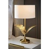 ValueLights | Christina White Drum Shade Gold Palm Leaf Detail Single Stem Table Lamp | Table Lamps, Home Décor & Improvement Essential