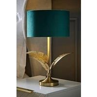 ValueLights | Christina Green Velvet with Gold Inner Drum Shade Gold Palm Leaf Table Lamp | Table Lamps, Home Décor & Improvement Essential