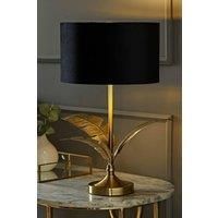 ValueLights | Christina Black Velvet with Gold Inner Drum Shade Gold Palm Leaf Table Lamp | Table Lamps, Home Décor & Improvement Essential