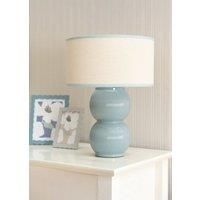ValueLights | Gemma Linen with Green Trim Shade Stacked Ribbed Green Glazed Table Lamp & Bulb | Table Lamps, Home Décor & Improvement Essential | Light Bulb Included