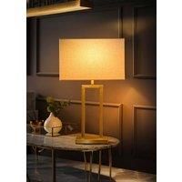 Gloria Double Stem Table Lamp Rectangular Lampshade LED Black Gold Bedroom Light