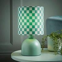 ValueLights | Miley Green Checkerboard Drum Lamp Shade Moss Green Table Lamp with LED Bulb | Table Lamps, Home Décor & Improvement Essential | Included LED Bulb