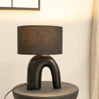 ValueLights | Lia Black Fabric Drum Lamp Shade Black Arch Abstract Ceramic Table Lamp and Bulb | Table Lamps, Home Décor & Improvement Essential | Light Bulb Included