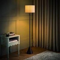 ValueLights | Mitch Linen Stripe Lamp Shade Dark Walnut Wood Triangle Floor Lamp with LED Bulb | Floor Lamps, Home Décor & Improvement Essential | Included LED Bulb