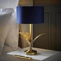 ValueLights | Christina Navy Velvet and Gold Inner Shade Gold Palm Leaf Table Lamp with Bulb | Table Lamps, Home Décor & Improvement Essential | Light Bulb Included