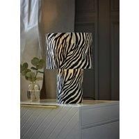 Zebra Print Table Lamp Full Velvet Light Bedroom Bedside Living Room LED Bulb