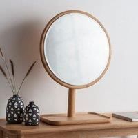 Kingsly Medium Round Dressing Table Mirror  Light Wood