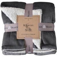 Crossland Grove Ashfield Sherpa Throw Grey 1400x1700mm