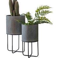 Crossland Grove Brixton Metal Planter Set Of 2 Grey 300x580Mm