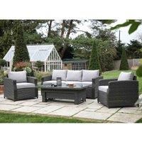 Crossland Grove Louis 3 Seater Sofa Dining Set With Rising Table  Grey