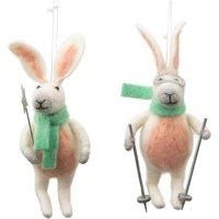 Crossland Grove Skiing Hares White (Set of 2) 60x70x150mm